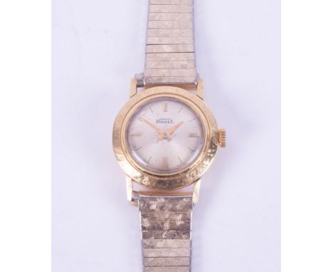 Ernest Borel, a ladies vintage 18ct gold cased Ernest Borel manual wind wristwatch with a stainless steel &amp; gold plated b