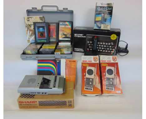 A collection of vintage and retro electrical equipment to include a Sinclair ZX Spectrum, Amstraad Hand Held Citizen Band Tra