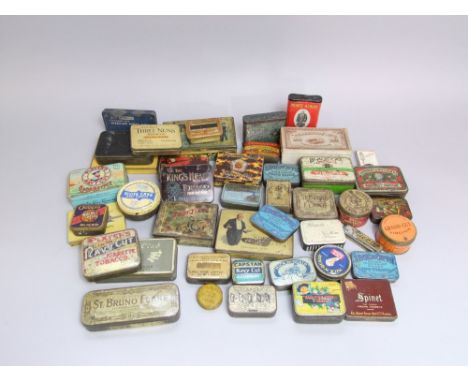 A collection of vintage printed tobacco and cigarette tins, Kings Head, Gallahers, Players, Express, Mick McQuad, Lambert & B