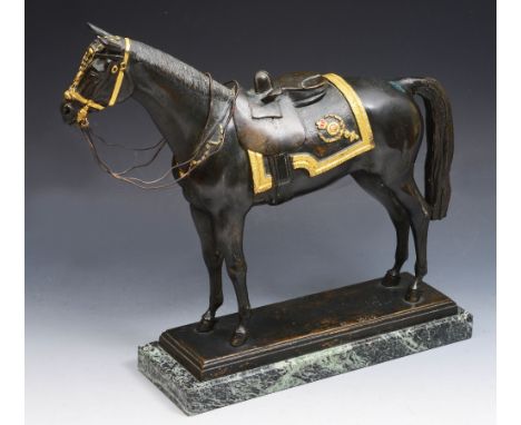 James Osborne (1940-1992) "Burmese" cast bronze with gilt highlights, signed and dated 87, limited number 10/20, upon a green