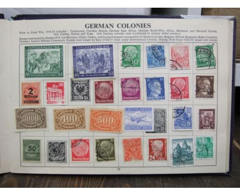 Three albums containing a quantity of British and worldwide stamps together with a collection of miscellaneous stamps and loo