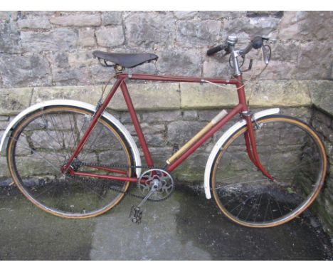 A vintage Humber  sports bicycle with tubular frame, Brooks leather saddle, Sturmey Archer three speed 