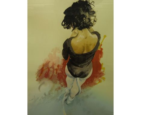 A signed coloured limited edition print after Donald Hamilton Fraser, RA (1929 -2009) showing an acrobat in black leotard on 