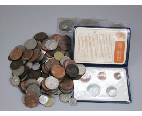A small collection of mainly English coinage, nickel and bronze
