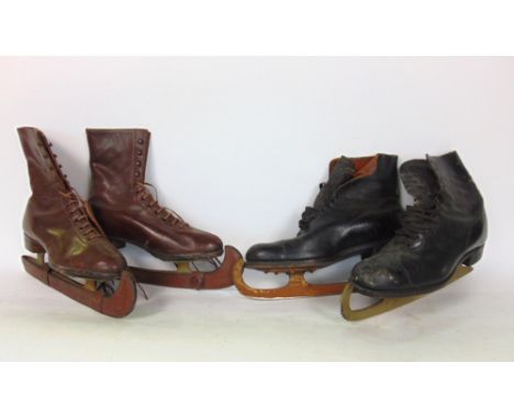 Two pairs of vintage ice skates
