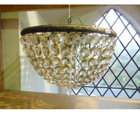 Cone shaped prismatic drop ceiling light fitted with four bulbs, 42cm diameter 