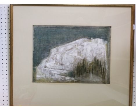 A 20th century mixed media study of a Greek mountain village signed bottom right Dorothy Kirkbide, dated 78, with label verso