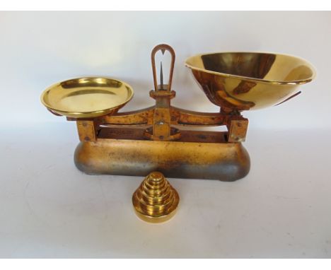 A vintage set of Avery scales with weights