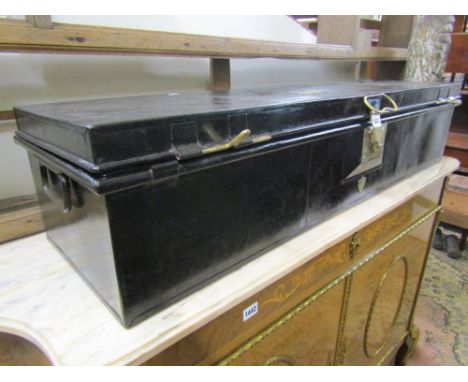 A 19th century tin military uniform trunk for Hawkes & Co, 14 Piccadilly, with name plate of RC Parr, Deputy Lieutenant