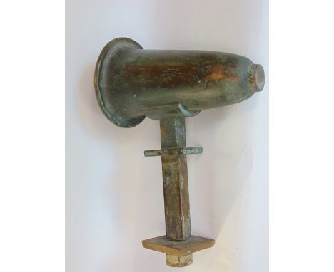 A good heavy cast patinated bronze ships/fog horn, 46cm high