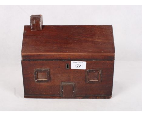A 19th Century folk art novelty tea caddy formed as a house, 9 1/2" wide
