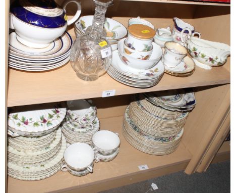 A Royal Worcester "Bacchanal" part dinner service, other items of tea wares and a decanter, etc