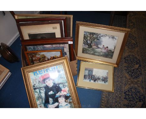 A quantity of Prints including Lowry, Renoir, hunting scene, etc.