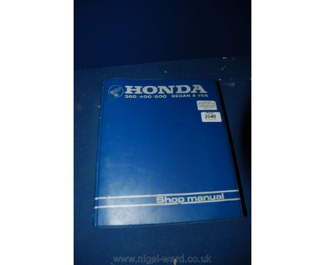 An Original Honda 360/400/600 Sedan & Van Shop Manual Issued in 1969 in Blue Plastic Covered Loose Leaf Format Complete with 