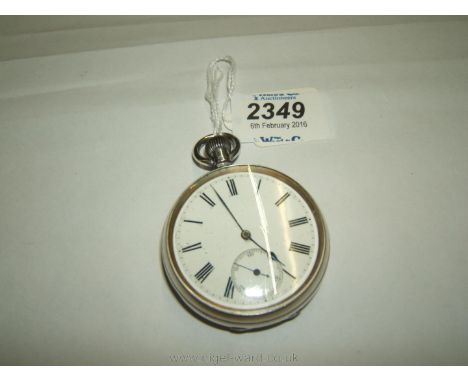 A Silver cased Pocket Watch with engine turned decoration and second hand, marked London 1893, maker JW