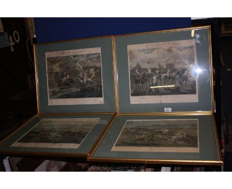 Four Alken Hunting prints including 'The Large Field near Biles's Corner', The Last Field near Naden Heath', 'Nacton Church a