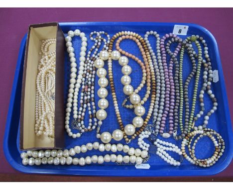 Honora and Other Modern Freshwater Pearl Bead Necklaces, imitation pearls etc :- One Tray 