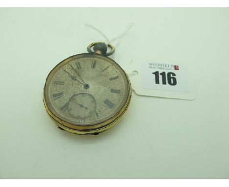 An 18ct Gold Cased Openface Pocketwatch, the (damaged) dial with black Roman numerals and seconds subsidiary dial, the moveme