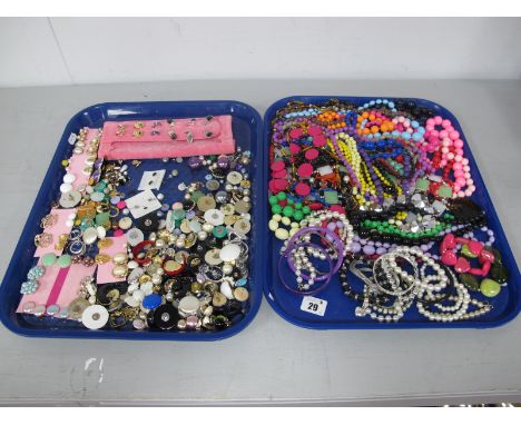 A Selection of Modern Costume Jewellery, including bead necklaces, bracelets, bangles, together with a quantity of earrings, 