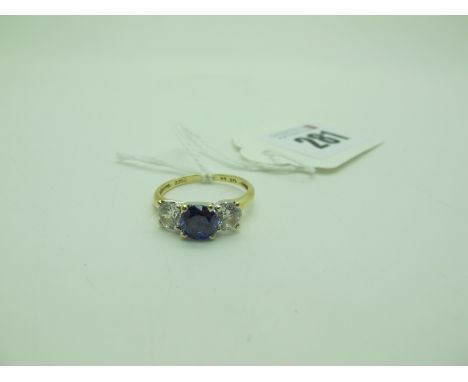 A QVC Modern Diamonique Set Three Stone Ring, claw set, stamped "585" "14K" "DQCZ" (finger size M1/2) (2.2grams).  
