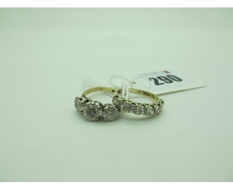 A 9ct Gold CZ Half Eternity Dress Ring, (finger size L); together with a 9ct gold CZ three stone Dress Ring (finger size L) (