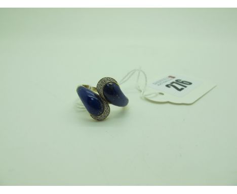 A QVC Modern 9ct Gold Lapis Lazuli Dress Ring, of crossover design (finger size R) (3.4grams). 