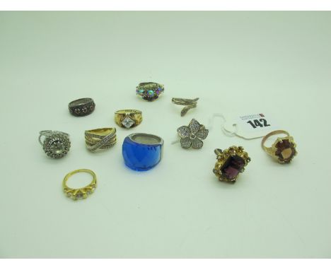 Modern "925" Gilt Dress Rings, together with a coiled serpent dress ring, costume rings. 