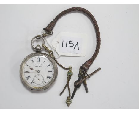 H.E. Peck London Swiss Made; An Openface Pocketwatch, the signed white dial with black Roman numerals and seconds subsidiary 
