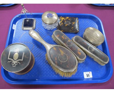 A Hallmarked Silver Oval Lidded Trinket Box, (lid detached) plush lined, raised on four slender feet, 8.5cm wide; together wi