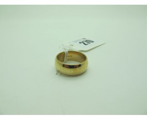 A Wide Plain Wedding Band, stamped "375" (finger size R) (9.4grams). 