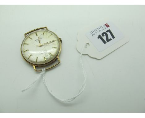 Rotary; A 9ct Gold Cased Gent's Wristwatch Head, ( no strap). 