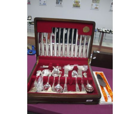 A Warriss (Sheffield) Plated Six Setting Canteen of Kings Pattern Cutlery, in original fitted case; together with a Warriss c