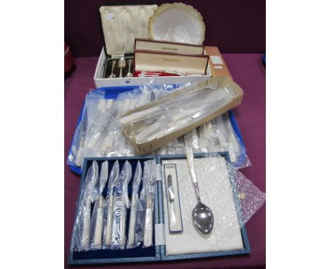 Granton (Sheffield); A Collection of Mother of Pearl Handled Dainty Dessert Knives and Forks, together with cased set of six 