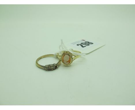 A 9ct Gold Cameo Ring, (finger size P); together with another ring (damage / stone missing). (2) 