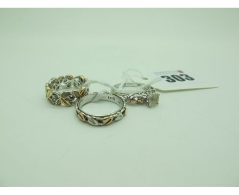 Clogau; A Single Stone Ring, stamped "Clogau 925", together with a Clogau band, stamped "Clogau 925" (finger sizes M); and a 