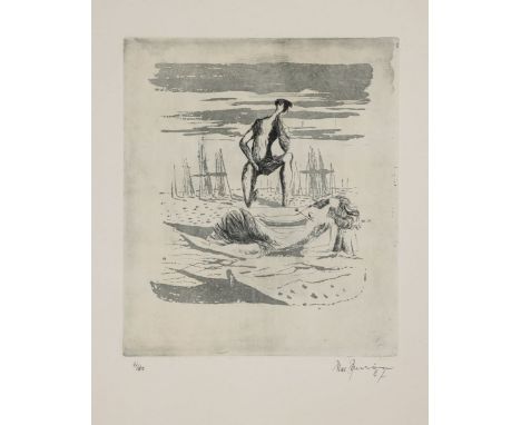 Mac Zimmermann1912 Stettin - 1995 Hart/München - "Pyramus und Thisbe" - Aquatintaradierung/Papier. 91/100. 33,7 x 29 cm, 76 x