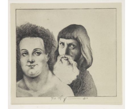 W. P. Eberhard Eggers1939 Hannover - 2004 Hannover - "Selbst mit dicker Frau" - Farbradierung/Papier. 49/50. 18,9 x 20,8 cm, 