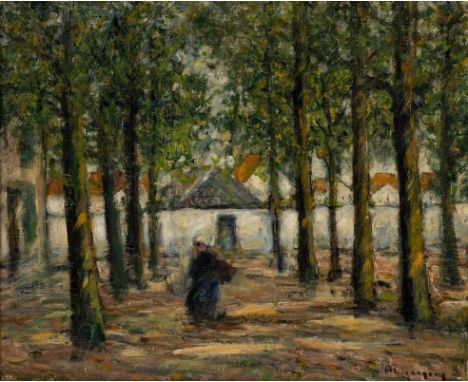 Helmut Liesegang1858 Duisburg - 1945 Leipzig - "Beginenhof in Brügge" - Öl/Lwd. 45 x 55,5 cm. Sign. r. u.: H. Liesegang. Rück