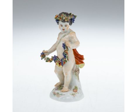 Figur: Allegorie - Der HerbstStaatliche Porzellan Manufaktur, Meissen 1995. Porzellan, weiß, glasiert. Polychrom und Gold bem