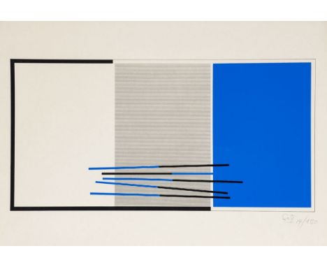 Jesus Ráfael Soto1923 Ciudad Bolívar - 2005 Paris - Ohne Titel - Farbserigrafie/Karton. 14/150. 20 x 40 cm, 32 x 44,8 cm. Sig