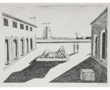 Giorgio de Chirico1888 Volos - 1978 Rom - "Piazza d'Italia" - Lithografie/Papier. 111/300. 45 x 61 cm, 50,3 x 69,2 cm. Sign. 