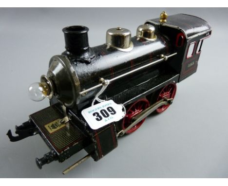 An early Gebruder Bing gauge I electric locomotive, no. 3548, BW Bavaria trademark to the front and patent marks beneath, in 