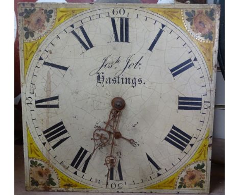 An Antique longcase clock dial and movement, by Josh Job, Hastings, height 13.5" 