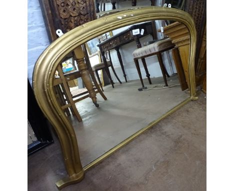 A 19th century gilt-gesso over-mantel mirror, W110cm, H63cm 