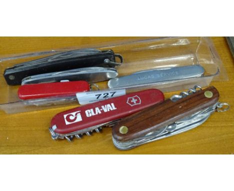 6 various pocket knives, including 2 Swiss Army 
