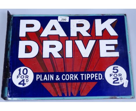 A double-sided enamelled Vintage sign for Park Drive plain and cork tipped, length 16" 
