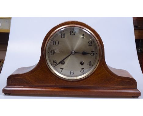 A mahogany-cased 2-train mantel clock, length 18" 