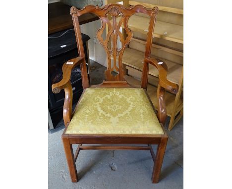 A Heal's mahogany Chippendale style desk chair 