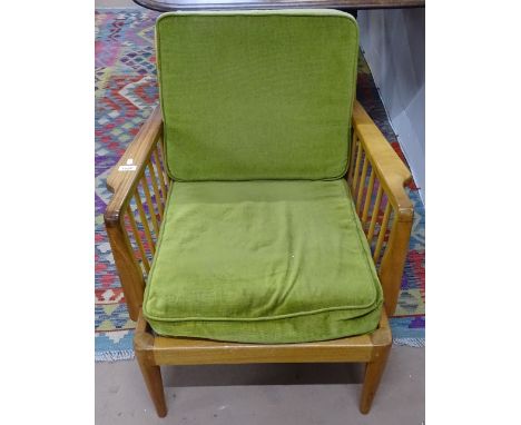 A 1960s Danish design lounge chair, with stick-back frame, by George Stone, maker's label to underside 