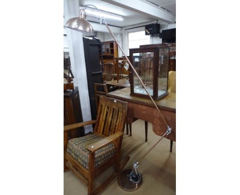A chrome and aluminium / copper floor standing angle lamp 